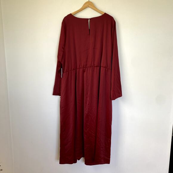 NWT Eloquii Twist Front Satin Midi Dress Red Size 26 - Picture 6 of 9